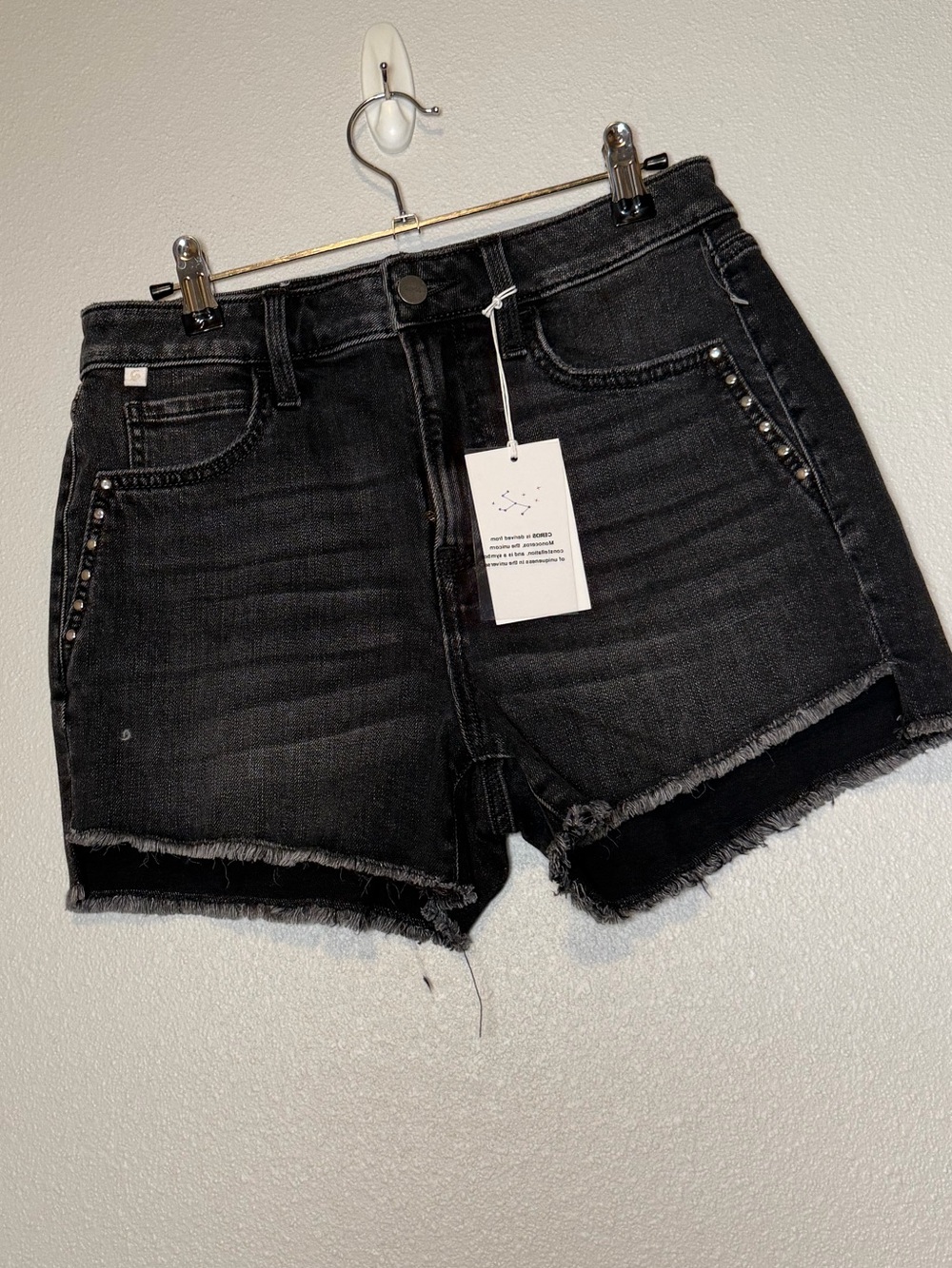 Ceros Jeans black denim shorts with studs, size 7/28 #studded #denim